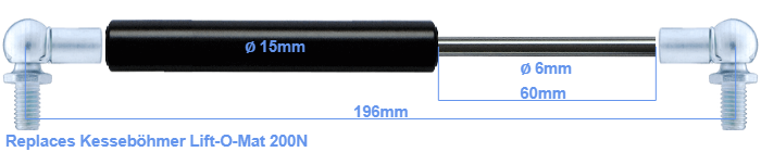 2 x SO-TECH® Kesseböhmer Lilft-o-Mat Gas Struts for Kesseböhmer Original  Reinforced Version 200N (215N) : : DIY & Tools