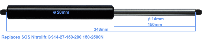 Molla a gas Stabilus LIFT-O-MAT B=554,5 - custom