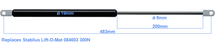 STABILUS LIFT-O-MAT 4855DH 0300 N GAS SPRING ACTUATOR