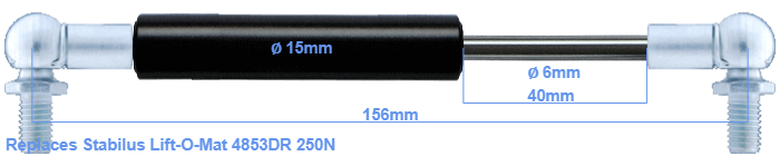 STABILUS LIFT-O-MAT 4853DR 0250 N GAS SPRING ACTUATOR - Platinum