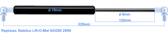 STABILUS Lift-O-Mat Gas Shock, Strut,130 lbs (14 pieces total) C16-13029
