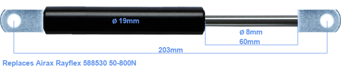 Replacement for Airax Rayflex 588530 50-800N - Gasspringsshop.co.uk
