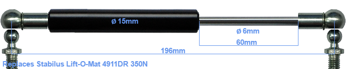 Vervanging voor (Salice) Stabilus Lift-O-Mat 3279KY 0400N